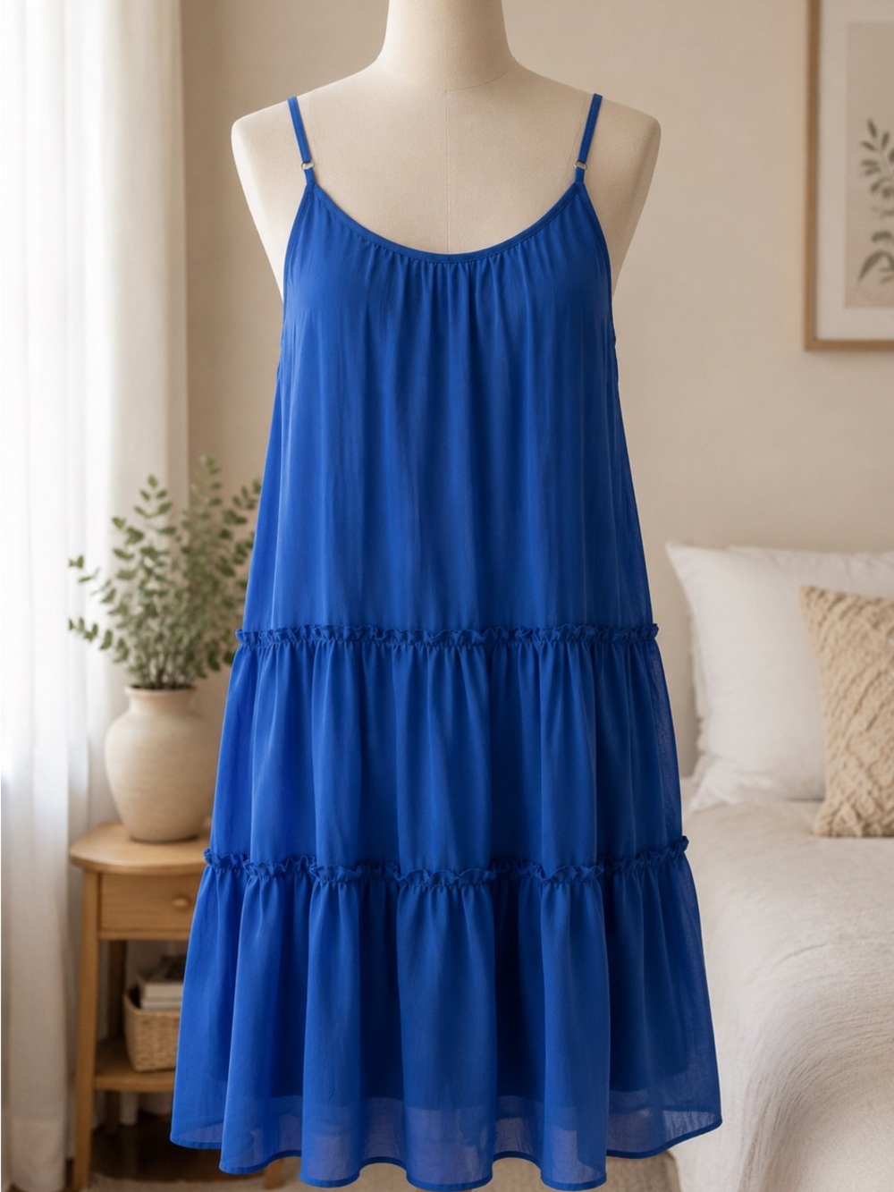 💙 Trina Turk Blue Tiered Dress - Size L